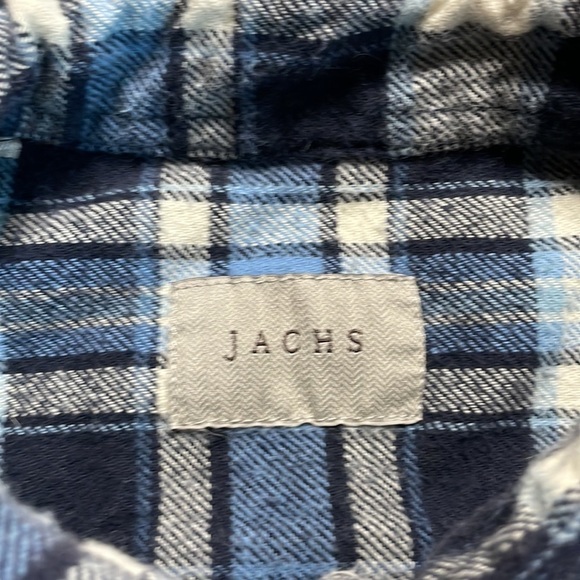 Jachs Mens Blue, Navy, White Plaid Flannel Button Down Shirt, size Large Tall - Picture 2 of 10